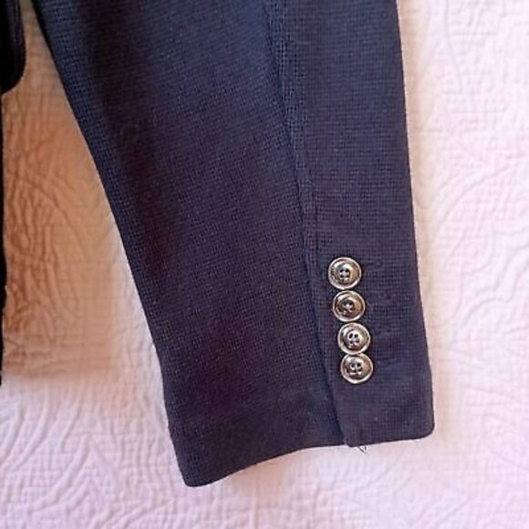 Talbots Petite Jacket Military Style Cotton M Button Front PocketsNavy Blue - Picture 7 of 11